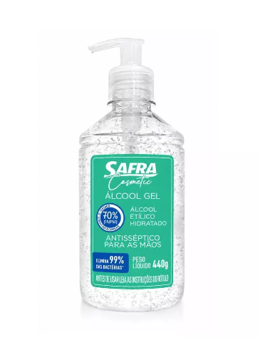 ÁLCOOL GEL 70° 440G C/PUMP – COMESTIC – SAFRA – 090139