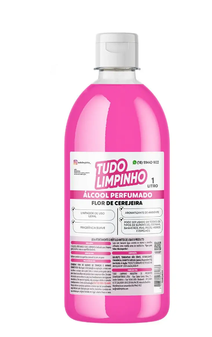 ÁLCOOL PERFUMADO 1LT (FLOR DE CEREJEIRA) – TUDO LIMPINHO – CÓD.: 597