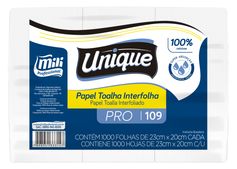 PAPEL TOALHA 2D 26gr MILI PROFESSIONAL 20X23CM C/1MIL FOLHAS