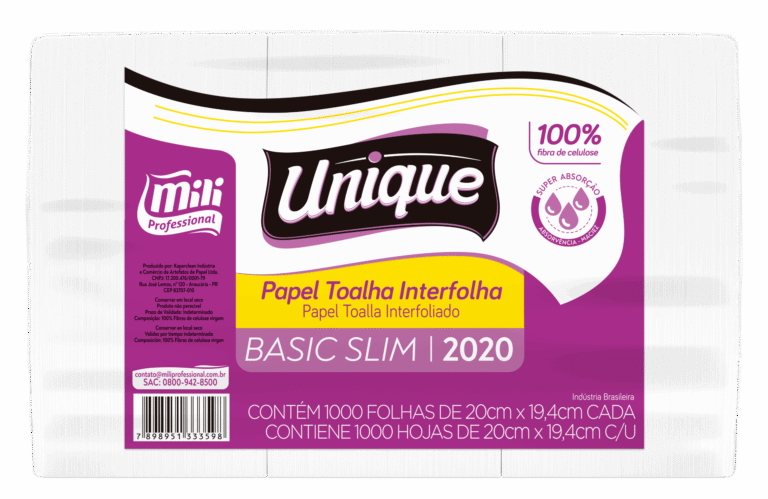 PAPEL TOALHA 2D MILI 17gr UNIQUE 19,4X20CM SLIM C/1MIL FOLHAS