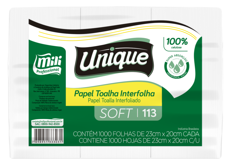 PAPEL TOALHA 2D MILI 20gr 20X23CM SOFT C/1MIL FOLHAS