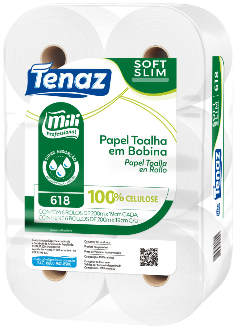 PAPEL TOALHA BOBINA 6X200MT 20GR TENAZ / MILI